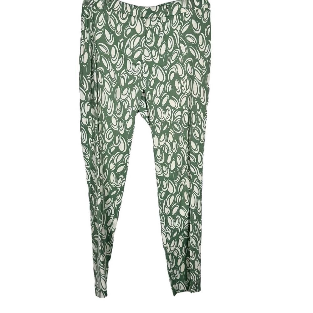 Peserico Green With White Geometric Design Pants XXL